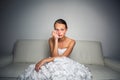 Sad bride crying, smitten, feeling low Royalty Free Stock Photo