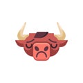 Sad Bull emoji flat icon