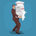 Sad businessman carries working papers