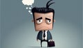 sad businessman Kawaii cartoon character business illustration cloud dark black bad mood depression depressed sorrowful fed up