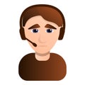 Sad call center man icon, cartoon style Royalty Free Stock Photo