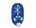 Sad cartoon illustration of bluetooth symbol