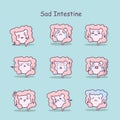 Sad cartoon intestine set