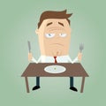 Sad cartoon man on diet Royalty Free Stock Photo