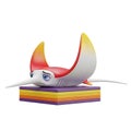 Sad Cartoon Manta Ray Character on Colorful Stack Royalty Free Stock Photo