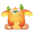 Sad cartoon monster. Vector illustration of troll monster character. Royalty Free Stock Photo