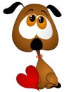 Sad Cartoon Puppy Holding Valentine Heart Royalty Free Stock Photo