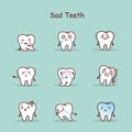 Sad cartoon tooth set Royalty Free Stock Photo