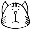 Sad cat face. Cute pet portrait drawing Royalty Free Stock Photo