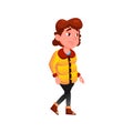 sad caucasian girl teen walking in park alone cartoon vector