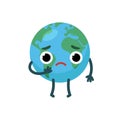 Sad character emotional planet earth. Environment day concept.