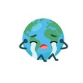 Sad character emotional planet earth. Environment day concept.