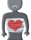 Sad Character Illustration with Damaged heart