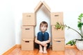 Child dreaming about new home. Adoption concept