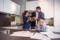 Sad child suffering and parents having discussion Royalty Free Stock Photo