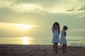 Sad children on the beach Royalty Free Stock Photo