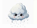 sad cloud with raindrops. White background. bad weather concept Royalty Free Stock Photo