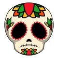 Sad colored mexican skull cartoon