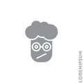 Sad and Confused Emoticon boy, man Icon Vector Illustration. Style. gray on white