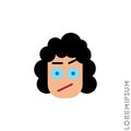 Sad and Confused with raised eyebrow Emoticon girl, woman Icon Vector Illustration. Style. Seductive Smile. Angry icon vector.