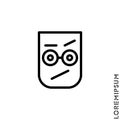 Sad and Confused with a raised eyebrow Emoticon Icon Vector Illustration. Outline Style. Seductive Smile. Angry icon