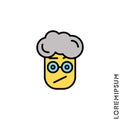 Sad And Confused With Raised Eyebrow Yellow Emoticon Boy, Man Icon Vector Illustration. Style. Seductive Smile. Angry Icon