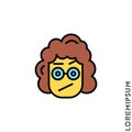 Sad And Confused With A Raised Eyebrow Yellow Emoticon Girl, Woman Icon Vector Illustration. Style. Seductive Smile. Angry Icon