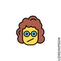 Sad and Confused yellow Emoticon girl, woman Icon Vector Illustration