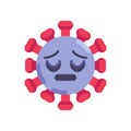 Sad coronavirus emoticon flat icon Royalty Free Stock Photo