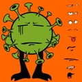 Sad Covid19 virus cartoon expressions collection set
