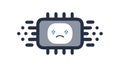Sad CPU Chip Vector, Error Processor Technology Graphic, vector design Generative AI Royalty Free Stock Photo