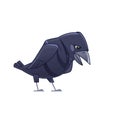 Sad crow. Cartoon raven bird character. Vector illustration isolated on white background Royalty Free Stock Photo