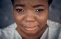 Sad, crying and black woman with depression, anxiety and financial crisis. Tears, stress and African person in pain from Royalty Free Stock Photo