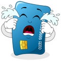Sad Crying Blue Credit Card Character