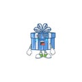 Sad Crying blue gift box cartoon character design style
