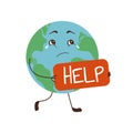 Sad and crying Earth planet ask help Royalty Free Stock Photo