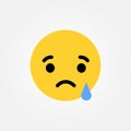 Sad crying emoticon vector illustration