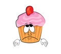 Sad cupcake cartoon