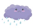 Sad cute raining cloud