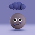 Sad depressed anxious emoji under a cloud