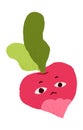 Sad depressed beet character. Funny vegetable with pessimistic face expression, unhappy emotion. Cute beetroot feeling