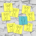 Sad Depressed Person Stands Alone - Sticky Notes Royalty Free Stock Photo