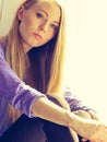 Sad depressed troubled teen girl Royalty Free Stock Photo