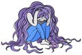 Sad depressed woman vector