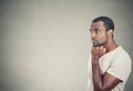 Sad, depressed, worried young man looking up Royalty Free Stock Photo