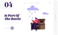 Sad and Desperate Female Character Landing Page Template. Depressed Woman Suffering of Depression