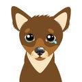 Sad Dog Face Emoticon Vector Icon. Vector Head Cute Sad Face Pet Animal.