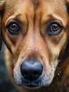 sad dog looking helpless to the camera, extremely closeup shot, macro Royalty Free Stock Photo