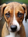 sad dog looking helpless to the camera, extremely closeup shot, macro Royalty Free Stock Photo