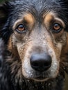 sad dog looking helpless to the camera, extremely closeup shot, macro Royalty Free Stock Photo